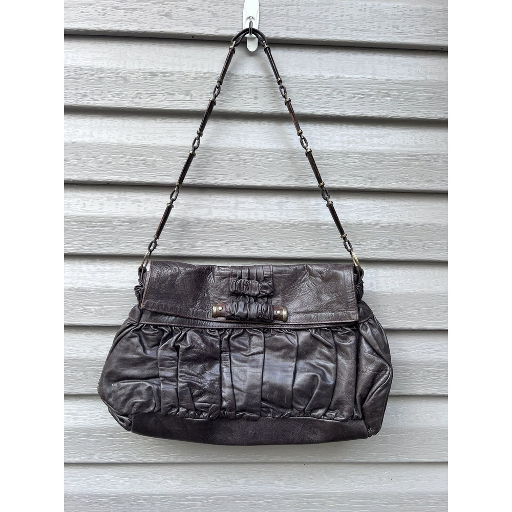 R&Y AUGOUSTI Brown Leather Flap-Top Small Shoulder Bag